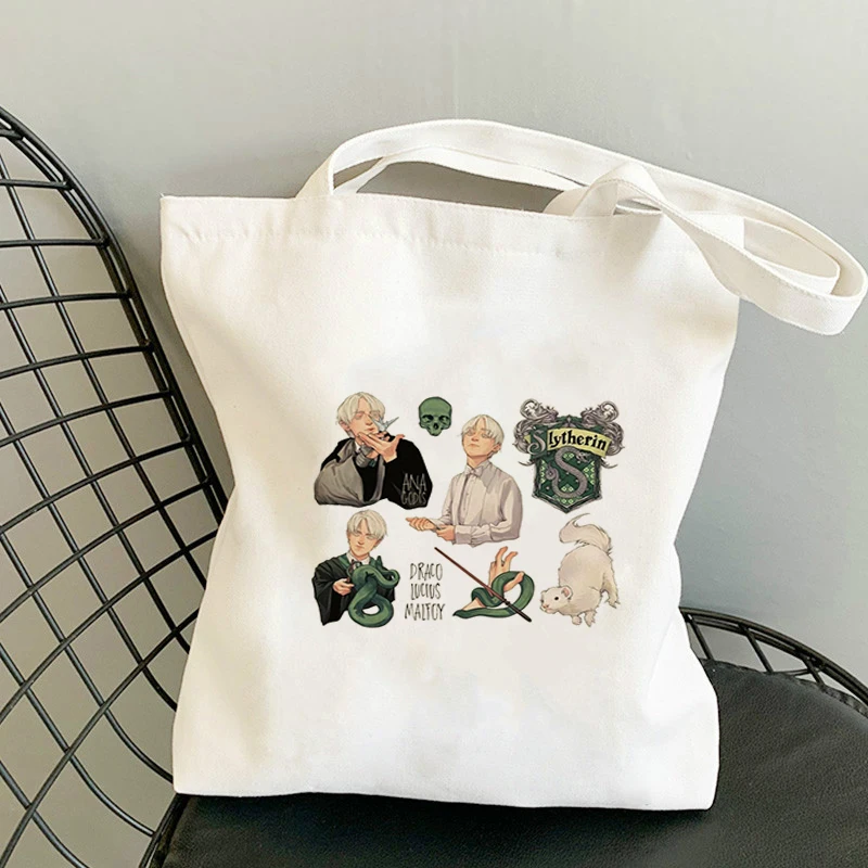 draco malfoy sacolas para mulher lona tecido designer bolsas bolsa feminina shopper customizável pequena mulher impressa