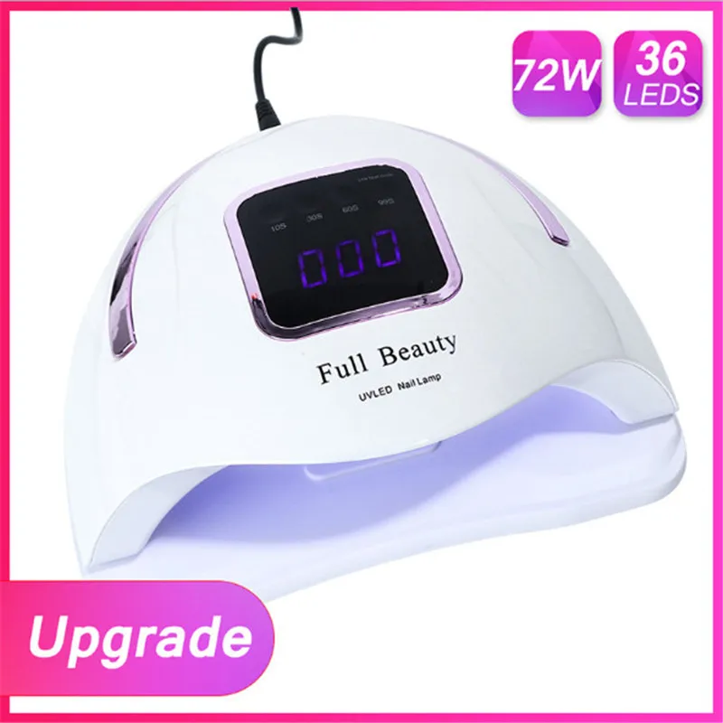 

72W Nail Lamp Portable Smart Sensor Nail Machine 37 Led Quick-drying Light Therapy Machine LCD Display Nail Oven Gel Nail Light