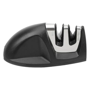 

Portable 2-Stage Knife Sharpener Kitchen Sharpener With Comfortable Non-Slip Grip, Kitchen Accessories Black