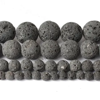 

4/6/8/10/12m Electroplated Dark Gray Volcanic Lava Stone Beads Round for DIY Bracelets Accessories Jewellery Making 15''/Strand
