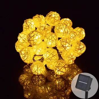 

LED Light String 6M 30 LED Garland Solar String Lights Rattan Ball Fairy String Light For Holiday Christmas Outdoor Decoration
