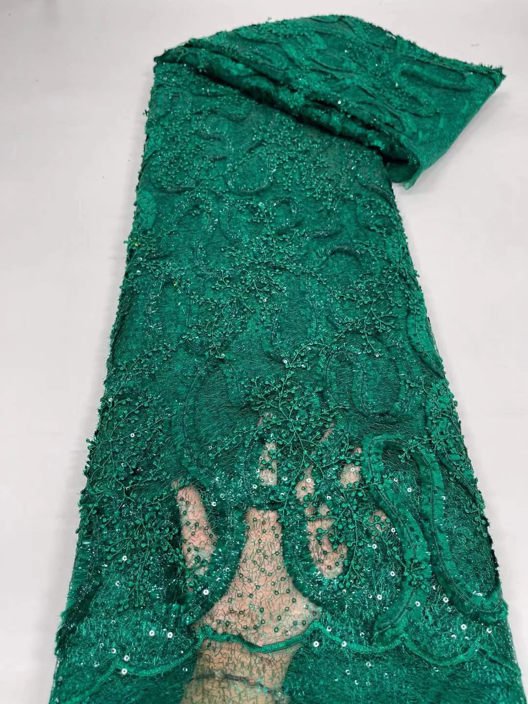 割引直販 アフリカンレース生地 グリーンゴールド刺繍生地 フレンチチュール ナイジェリアレース生地 ウェディングドレス用 21クリアランス 価格販売中 Toxicslink Org
