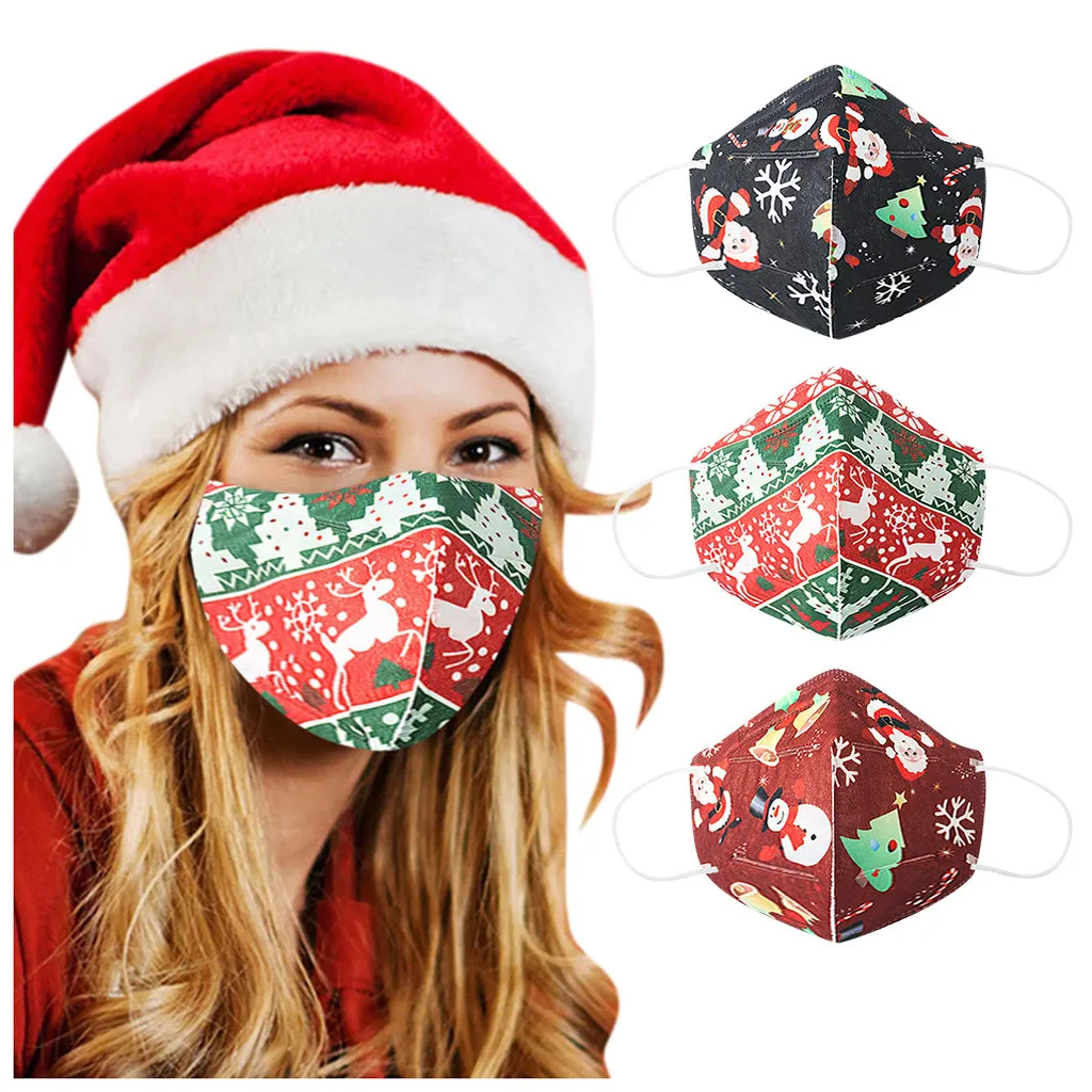

Fast Delivery Masque 10Pcs Print Mouth Masks Adult Christmas Cartoon Printing Disposable Face Mask 3Ply Ear Loop Mask Bandage