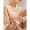 SuyaDream Women Solid Blouses 100%Silk Crepe Long Sleeved O neck OFFICE Blouse SHIRT 2022 Spring Top ► Photo 3/5