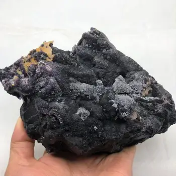 

1.4kg rare dark purple fluorite specimen crystal stone home decoration Spiritual Mineral stone
