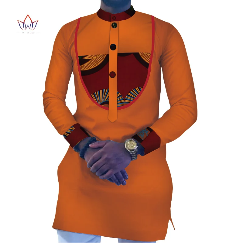 Африканская одежда мужские лоскутные рубашки с длинными рукавами Bazin Riche Африканский дизайн повседневная одежда из хлопка мужские рубашки WYN670 - Цвет: 10