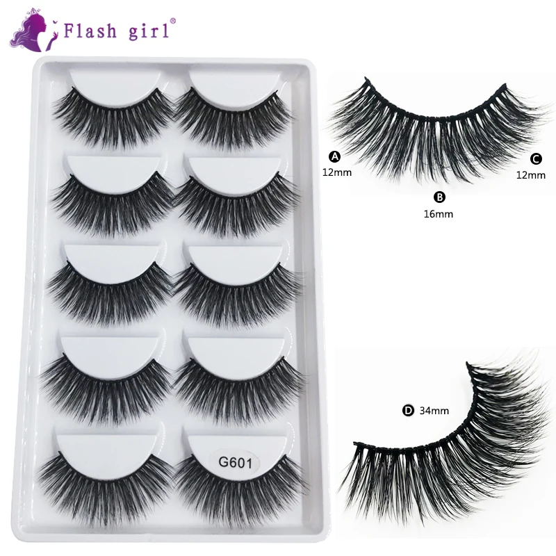 

Flash Girl G601 False Eyelashes Natural Lashes Handmade Soft Volume 3D Eyelashes Makeup Wholesale Mink Eyelashes Extension