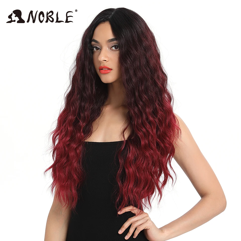 

NOBLE Long Wavy 4x4 Lac Front Wigs for Black Women Synthetic Blonde Cosplay Wig 28"Heat Resistant African American Synthetic Wig
