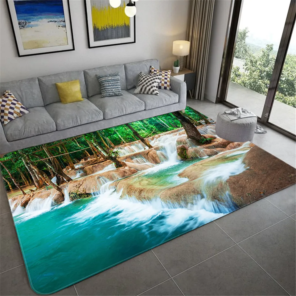 3D Cliff Waterfall 623 Non Slip Rug Mat Room Mat Elegant Photo Carpet Coco