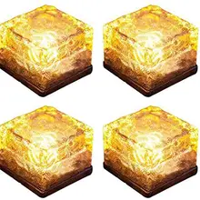 Garden Glass Path Light Solar Ice Light Crystal Brick Landscape Light for Courtyard Pathway Patio Pool Pond Outdoor Decoration