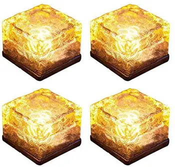 

Garden Glass Path Light Solar Ice Light Crystal Brick Landscape Light for Courtyard Pathway Patio Pool Pond Outdoor Decoration