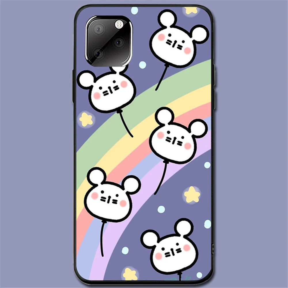 

For Iphone 11pro Max 7 8Plus Xsmax Se2 6s Xr Case Cute Rabbit Tpu Soft Silicon Phone Case Full Protective Anti-knock Black Case
