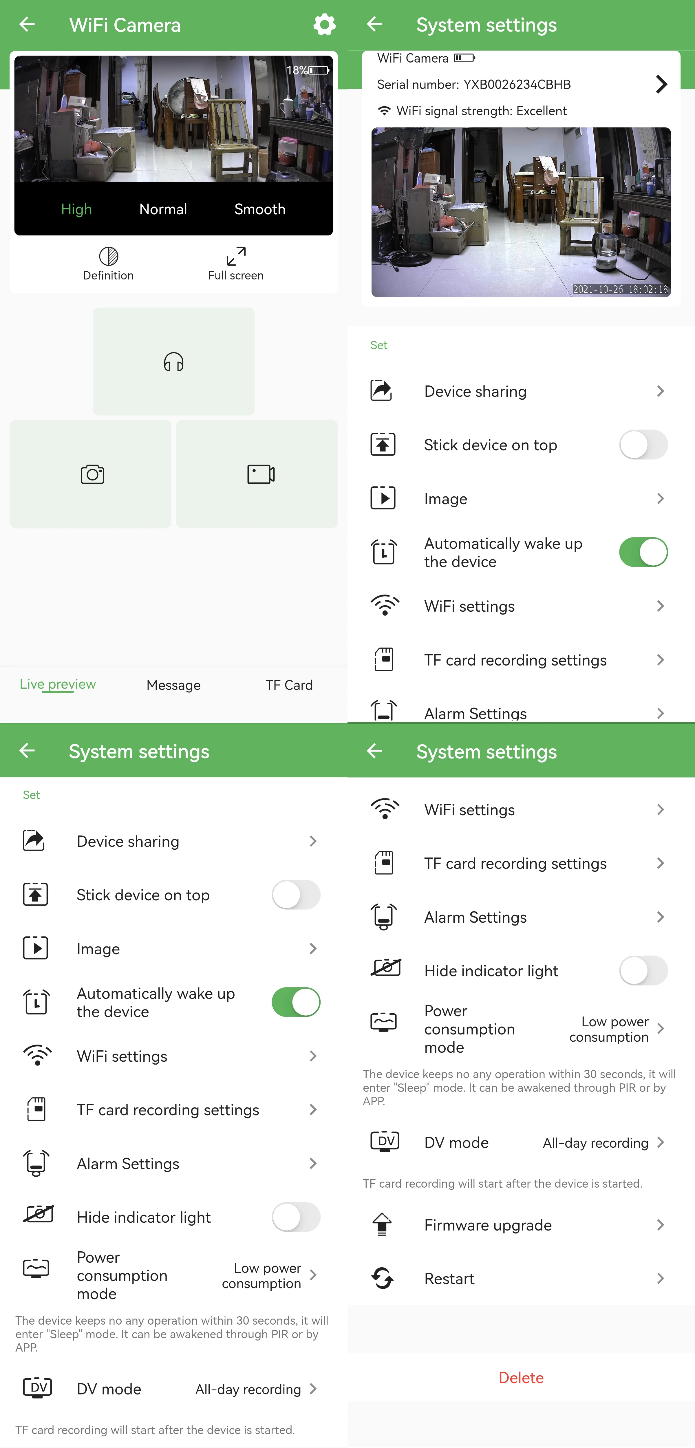 Rozhranie mobilnej aplikácie zobrazujúce ovládanie živej kamery
