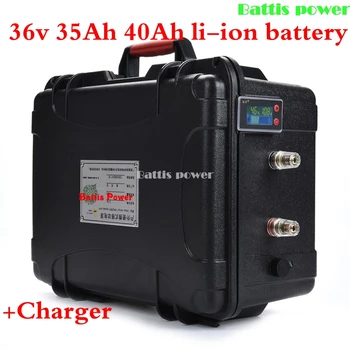 

waterproof 36v 35Ah lithium ion 40Ah li-ion battery BMS for 1800W electric motor scooter bike lights solar ups + 5A charger