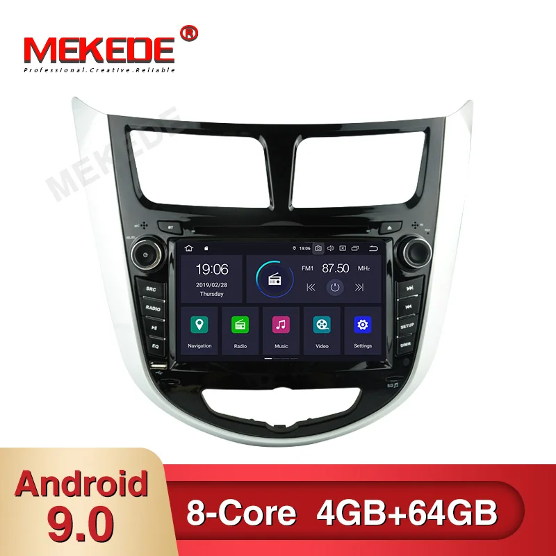 Мультимедийный плеер 1Din Android 9 автомобильный dvd-плеер для HYUNDAI VERNA/ACCENT/SOLARIS gps Automotivo Радио BT Зеркало Ссылка Камера просмотра