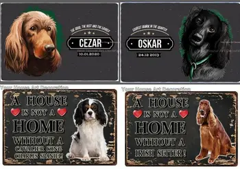 

Black White Pets Dog Metal Sign Tin Poster A Home Doberman Golden Labrador Home Decor Bar Wall Art Painting 7.8x11.8inch