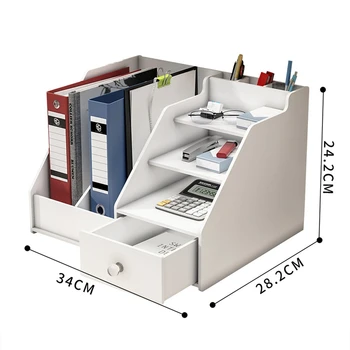 

Multi Use Desktop Stationery Organizer Box with Document File Book Stand and Pen Holder Drawer Rack