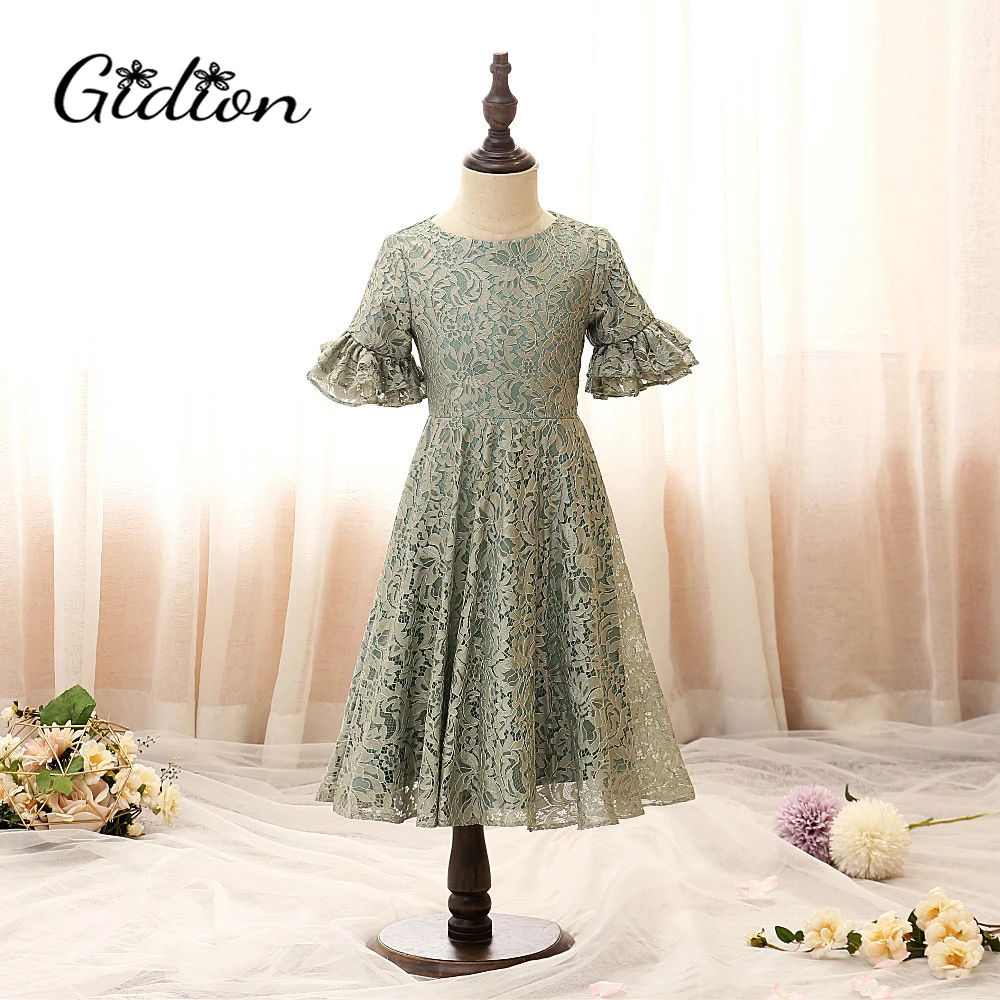 

Prom Dresses 2020 Ever Pretty Elegant Gray O-Neck Tulle Lace Embroidered Dresses Hot Selling Petal Sleeve Kids Prom Dresses