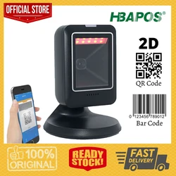 HBAPOS – Scanner de codes barres omnidirectionnel 1D 2D pour bureau, lecteur de codes à barres filaire USB, Image mains libres pour supermarché et bibliothèque de détail 