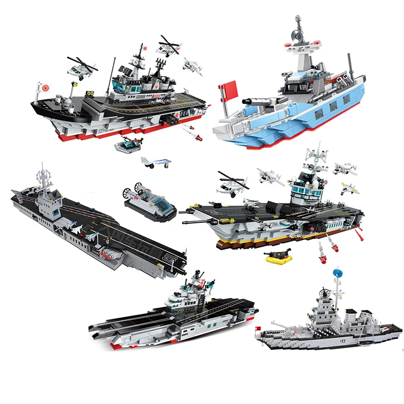 

Battleship Military Aircrafted Carrier Model Building Blocks Bricks Warcrafted Navy War Ship USS Enterprise Plane Fighter Toys