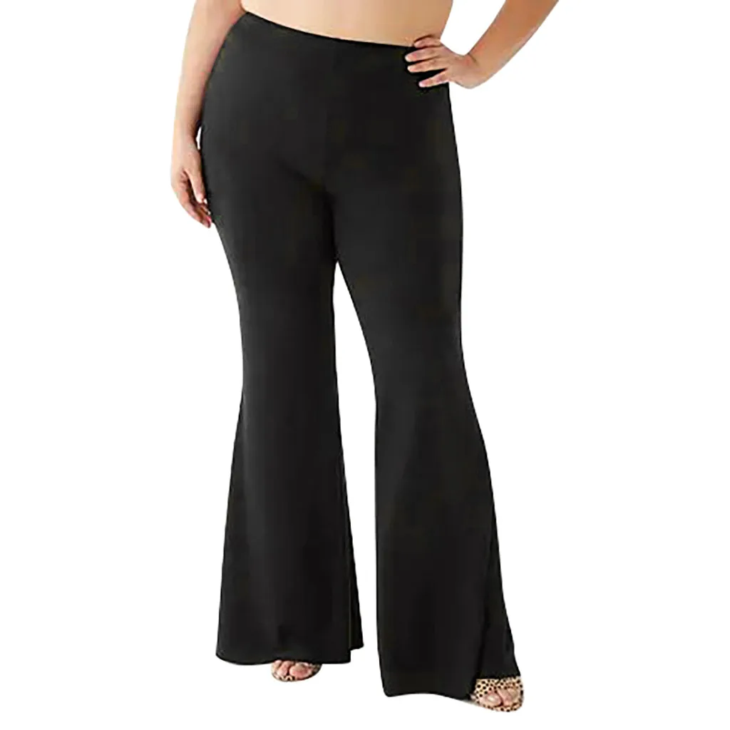 

Fashion Women Plus Size Solid High Waist Flares Casual Sexy Loose Leggings Pants Running Yoga Pants Tight Fitness Trousers