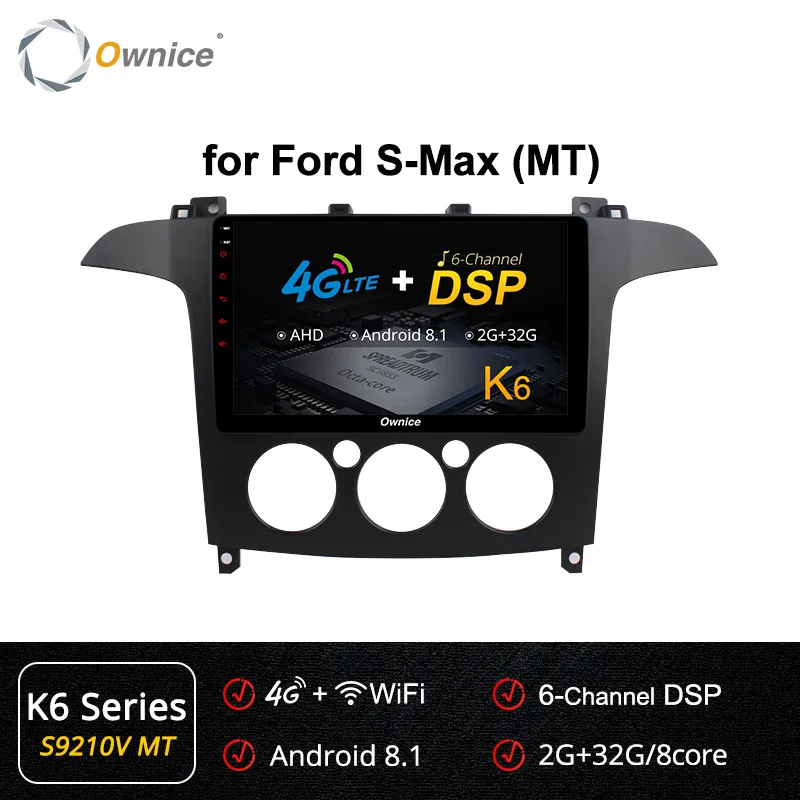 Ownice k3 k5 k6 4G LTE DSP Android 9,0 8 ядерный Радио стерео для Ford S-Max 2007 2008 автомобильный DVD gps Navi плеер 360 панорама оптический - Цвет: S9210-1 K6