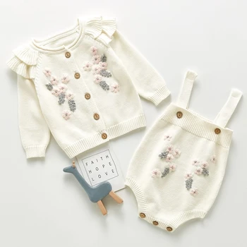 

Twin Cute Infant Girls Rompers Autumn Ruffle Flower Cotton Jacket Newborn Baby Jumpsuit Suspender Toddler Clothes Outfits Suits