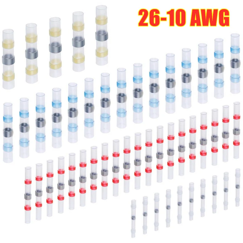 5/10/20/30 шт Водонепроницаемый припой уплотнение рукава Термоусадочные соединители проводов Электрический кабель для соединения Луженая терминалы 26-10AWG