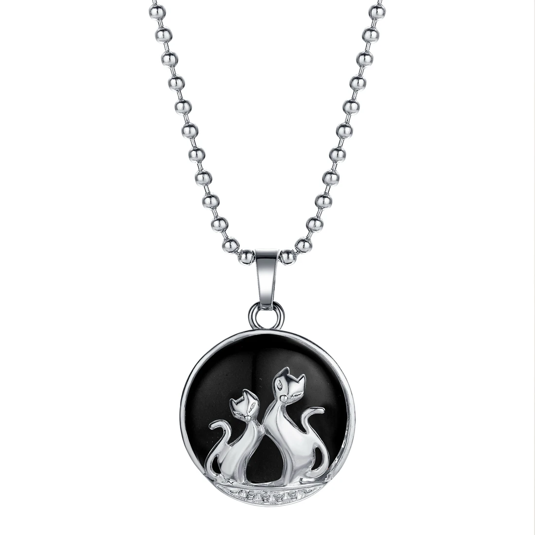 Black Onyx SEVENSTONE женское ожерелье с подвеской рейки из натурального камня Angly Cat целебная Йога Медитация баланс ювелирные изделия колье для девушки - Окраска металла: Black Onyx