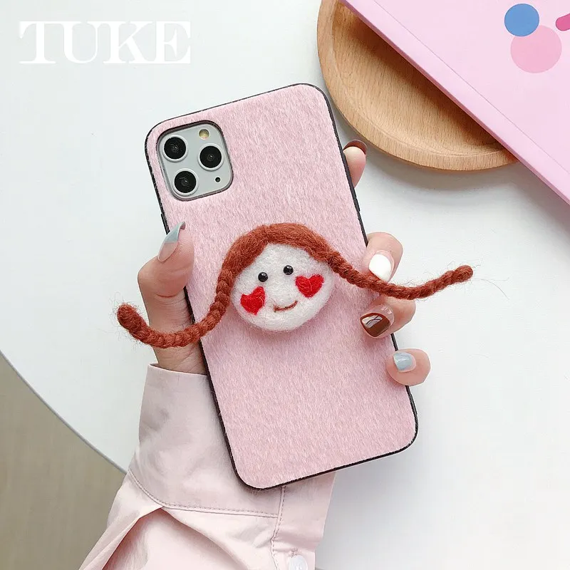 Теплый меховой вязаный шарик Рождество крышка чехол для телефона Apple iPhone 6S 6