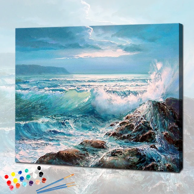 Ocean House Oil Painting Out By Number On Canvas With Frame Pictures Paint  By Number For Drawing Paint Kits For Adults Wall Deco - AliExpress