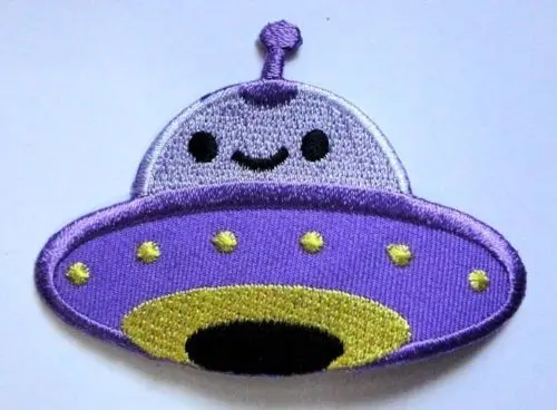 

Hot! Cute Pretty Purple UFO Alien Embroidered Iron on Patch (≈ 8.1 * 5.9 cm)