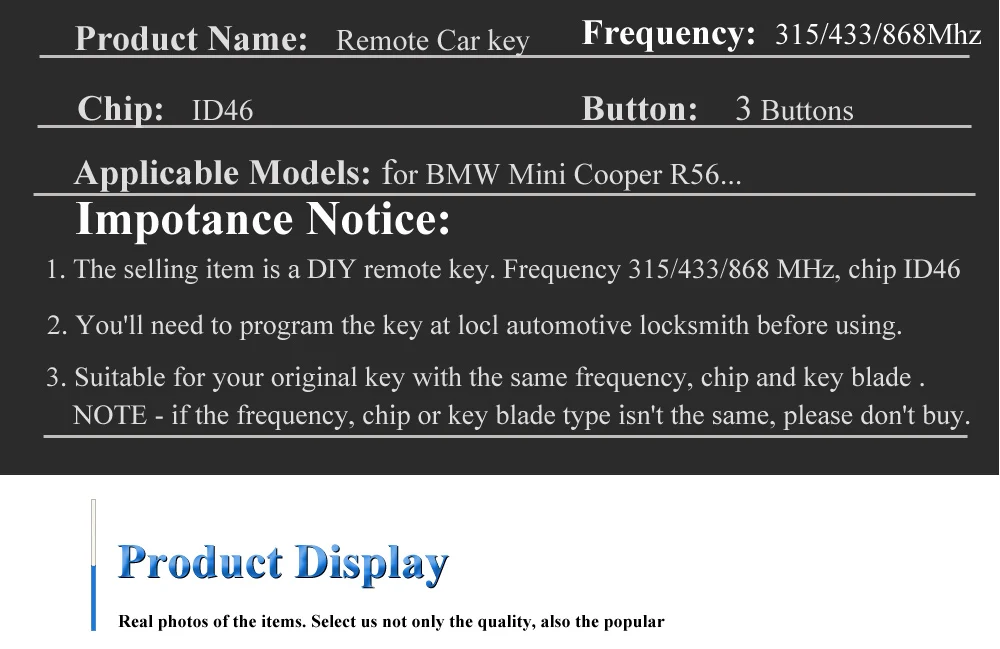 Keyforkess KR55WK49333 315/ 433/ 868MHz ID46 PCF7953 Smart Remote Key per BMW MINI COOPER S ONE D CLUBMAN COUNTRYMAN CABRIO Auto - H8710427d3f6a47ca9408d234ffb4235ap