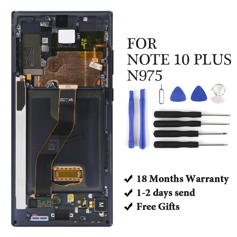 

For note 10 Plus N975 lcd screen with frame no dead pixel For mobile phone lcd replacement assembly