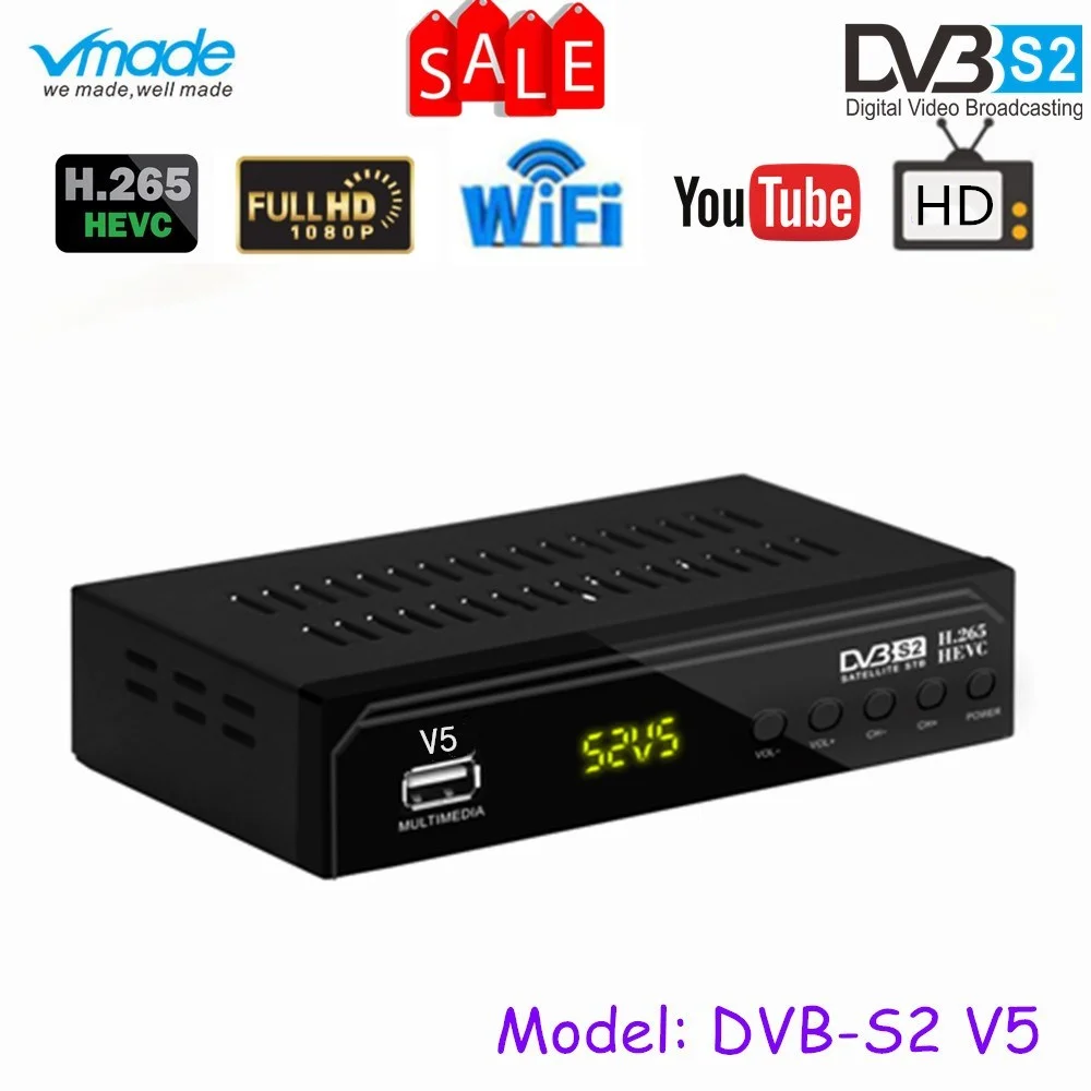 Новейший оригинальный DVB S2 V5 спутниковый телеприставка Full HD 1080p H.265/HEVC Поддержка