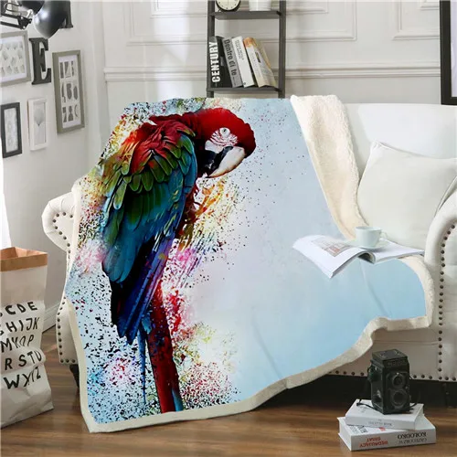 Одеяло с 3D принтом Parrot Brid, шерстяное одеяло, покрывало для дивана, постельные принадлежности для путешествий, бархатное плюшевое Флисовое одеяло, покрывало - Цвет: 36