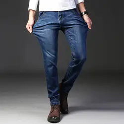 2019 Новый Бесплатная доставка Молодежные джинсы мужские Штаны Тонкий небольшой прямые классические модные джинсовые брюки эластичный