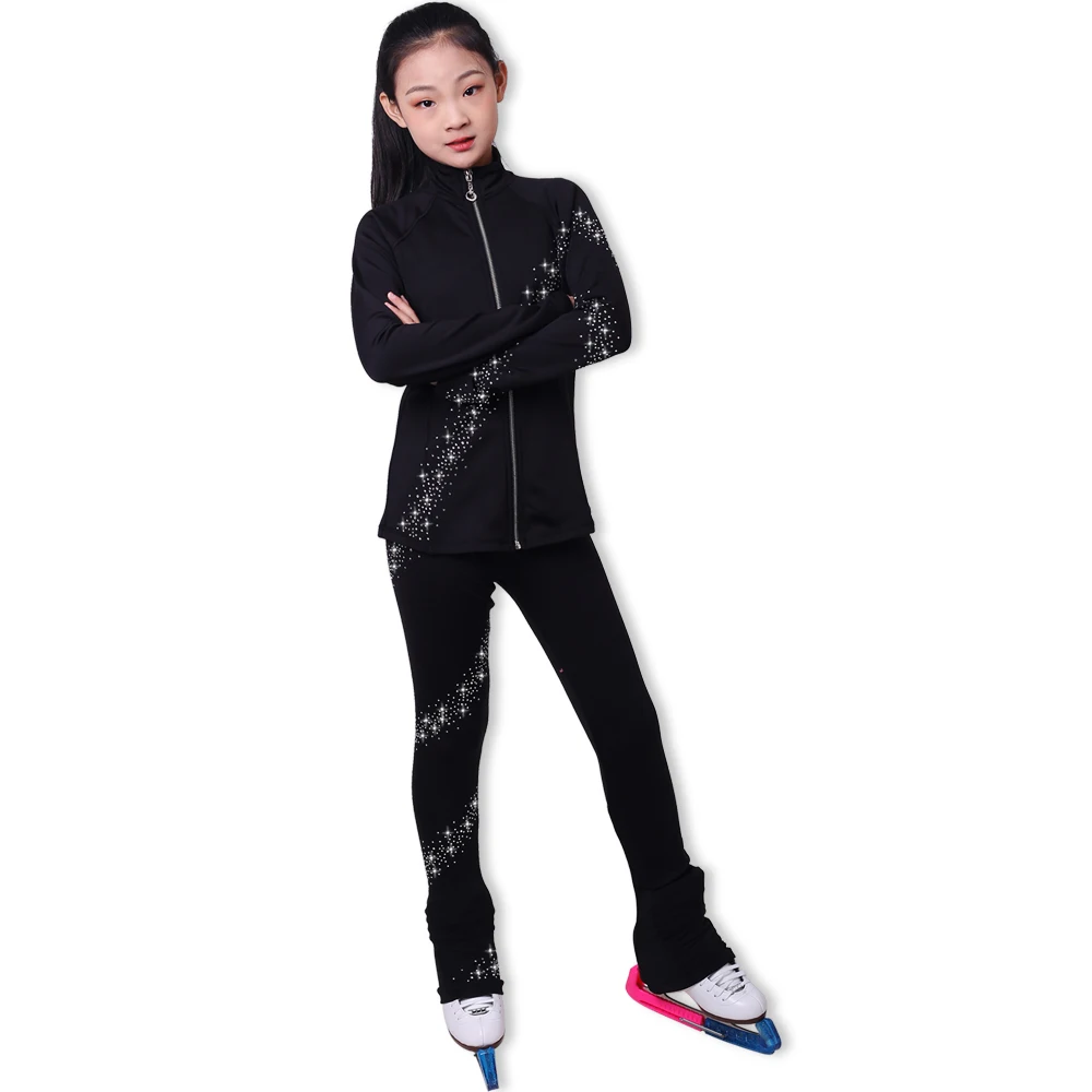 Tuta Pattinaggio Artistico Ragazze - Giacca E Pantaloni In Pile Termico Con Strass Per Danza Su Ghiaccio