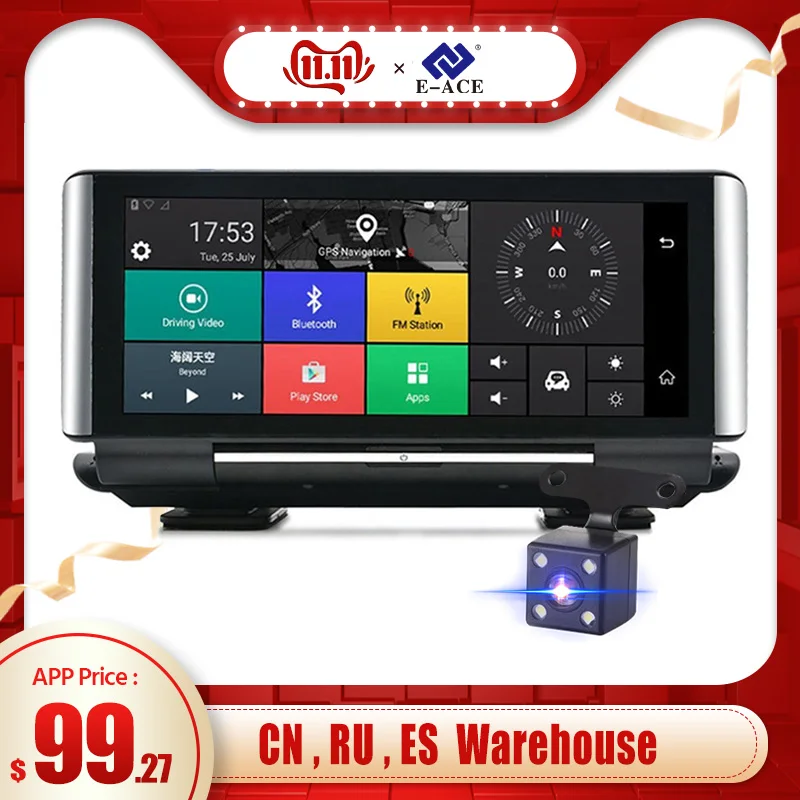 E-ACE Car DVRs 4G GPS Navigation Android navigator 7.0 Inch Registrar FHD 1080P Video Recorder Wifi Bluetooth ADAS Auto Dashcam E-ACE Car DVRs 4G GPS Navigation Android navigator 7.0 Inch Registrar FHD 1080P Video Recorder Wifi Bluetooth ADAS Auto Dashcam