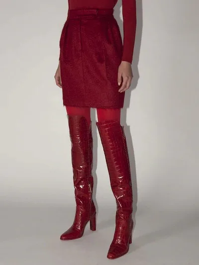 Genuine Leather 12 Emma king/женские зимние ботинки с узором «крокодиловая кожа» пикантные ботфорты с острым носком модная женская обувь на каблуке, большой размер 43 - Цвет: Genuine Leather 12