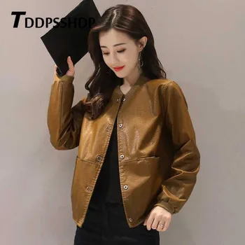 

2019 Four Colors Can Choose Pu Leather Women Coat Autumn Fashion Female Jacket