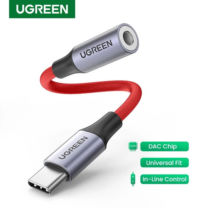 Адаптер для наушников UGREEN DAC Chip USB C на 3 5 мм Тип AUX аудиоразъем конвертер iPad Pro 2020