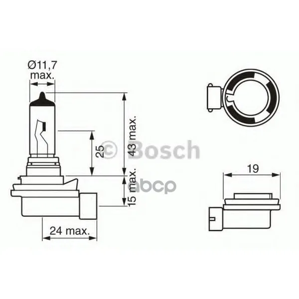 Лампа 12v 35w H8 35w 12v Pgj19-1 Bosch арт. 1987302081
