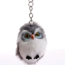 Мини Сова Пушистый брелок для ключей подвеска корейский стиль Девушки Мода сумки аксессуары автомобиль брелок круг