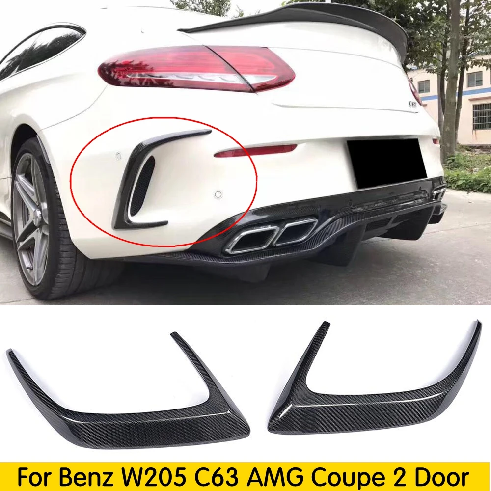 Carbon Fiber Rear Bumper Trims Side Vents for Benz W205 C63 Coupe AMG