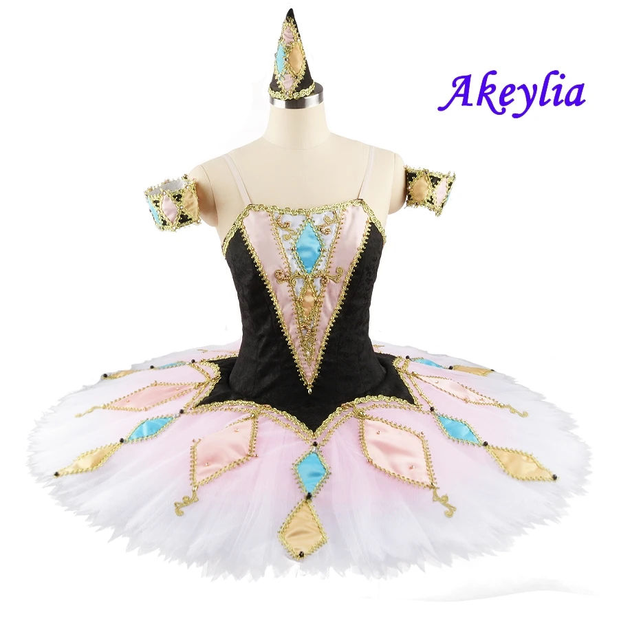 Akeylia harlequinade professional ballet tutu for girls adult competition tutu dress pancake funny ballerina tutu stage child