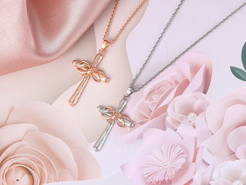 Kreuz-Anhänger-Halskette für Frauen, ästhetische Doppelfarbe, Damen-Choker, Kreuzkette, Halsketten, Weihnachtsgeschenk, Schmuck, N231 – Detail 2