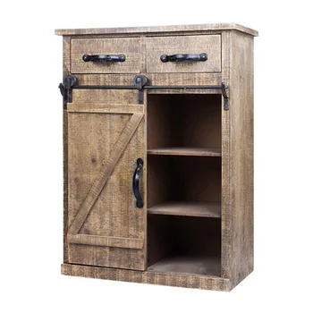 

Classic American Country Style Single Barn Door With 2 Drawers Vintage Wooden Cabinets USA warehouse