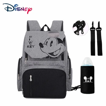 

Newest Disney Mommy Diaper Backpack Thermal Insulation Nappy Bag travel bags with Stroller hooks changing pad USB heater DPB48