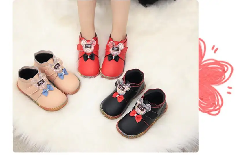 Детские зимние сапоги; Новинка; модная теплая детская обувь из искусственной кожи; нескользящие удобные детские сапоги для девочек